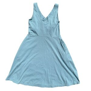 Pact Skater Dress Light Blue XS Sleeveless Fit Flare Organic Cotton Pockets